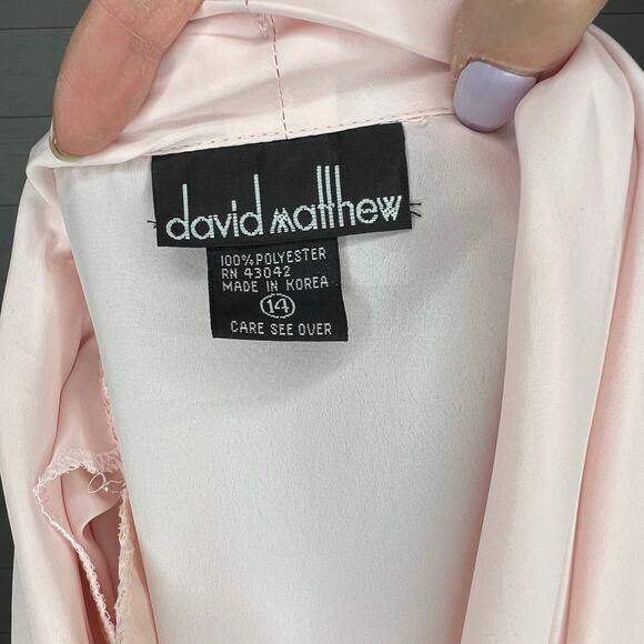 David Matthew 80's Vintage pale pink semi-sheer blouse Size 14 - Picture 2 of 5